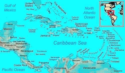 ' west indies desh kaha hai ' ' Where is the Caribbean islands located '